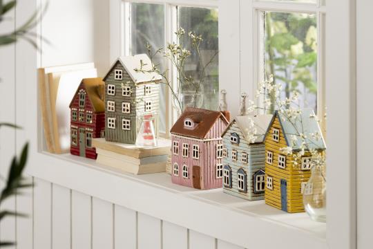 Hus t/fyrfadslys - Lyseblå thorshavn 27645-23 - Ib Laursen