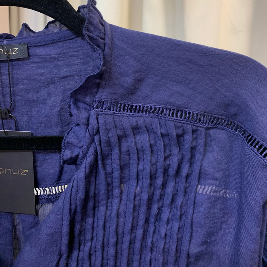 Oversize skjorte m. plisse - Navy - Qnuz