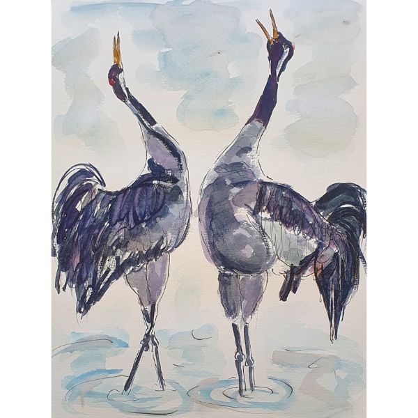 Kunstpostkort - To traner - Susanne Kalmar