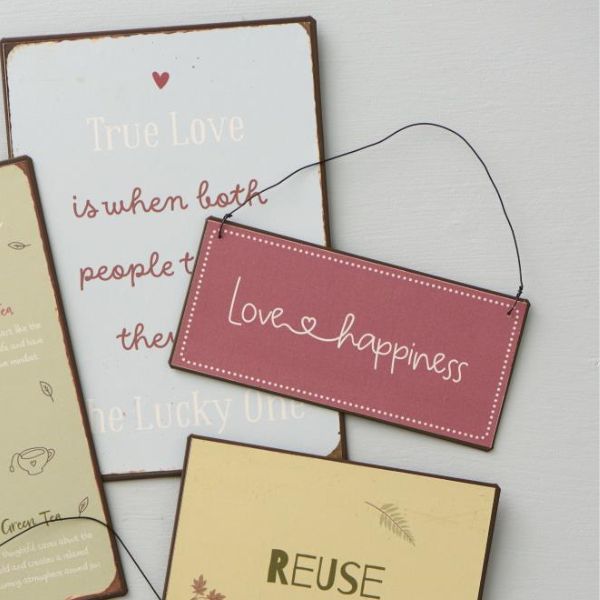 Metalskilt - Love happiness - Ib Laursen