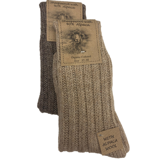 Tykke alpaca sokker - Brun/mørkebrun