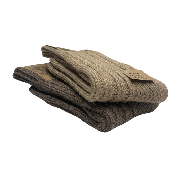 Tykke alpaca sokker - Brun/mørkebrun Alpaka