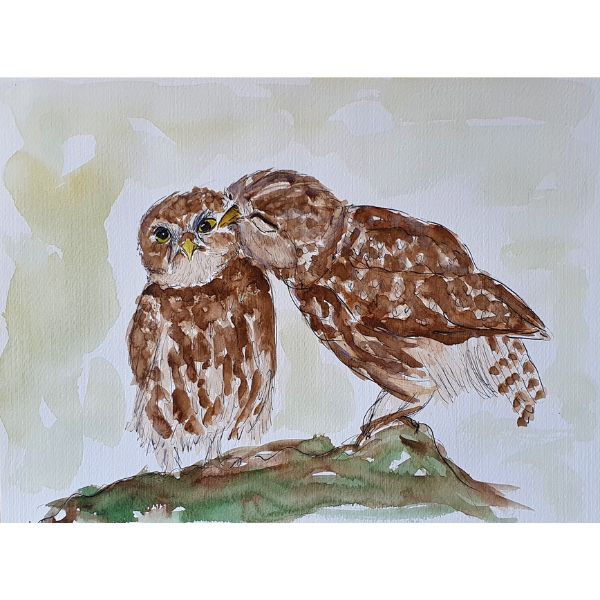 Kunstpostkort - Uglepar - Susanne Kalmar