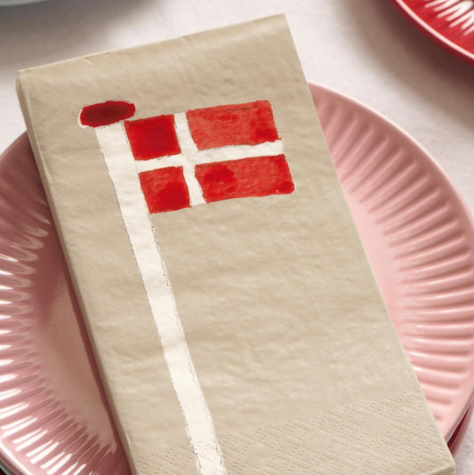 Servietter 16 stk. - Dannebrog - Ib Laursen