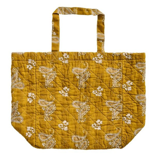 Quiltet taske - Mustard m. paisleymønster - Ib Laursen