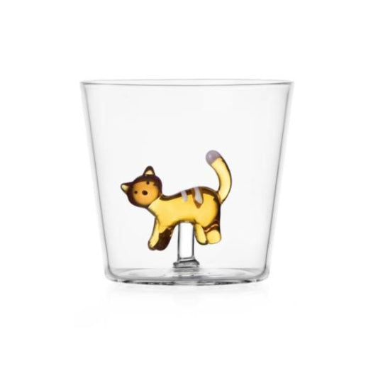 Glas - Amber kat hvid strib 